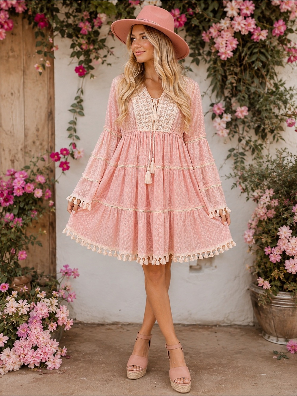 POL Boho Cottagecore Lace Mini Dress | Size Small | NWOT